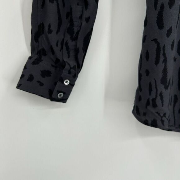 RAILS Womens Rhett Gray Black Cheetah Print Lightweight Button Up Blouse Size XS - Picture 6 of 8